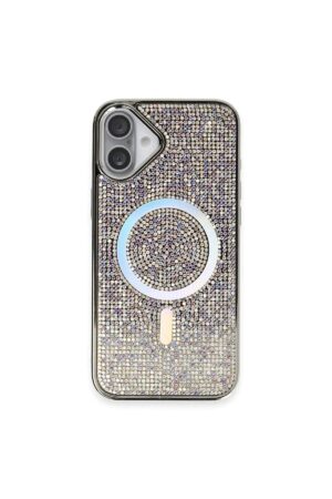 iPhone 16 Plus Kılıf Diamond Magsafe Kapak - Rainbow-(5796)