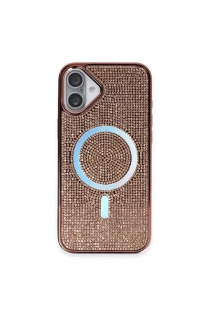 iPhone 16 Plus Kılıf Diamond Magsafe Kapak - Pembe-(5796)