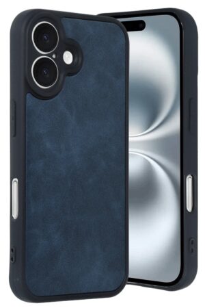 iPhone 16 Kılıf Aras Deri Kapak - Lacivert-(5796)
