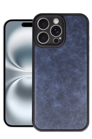 iPhone 16 Pro Kılıf Aras Deri Kapak - Lacivert-(5796)