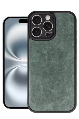 iPhone 16 Pro Kılıf Aras Deri Kapak - Koyu Yeşil-(5796)