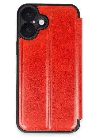 iPhone 16 Plus Kılıf Flip Cover - Kırmızı-(5796)