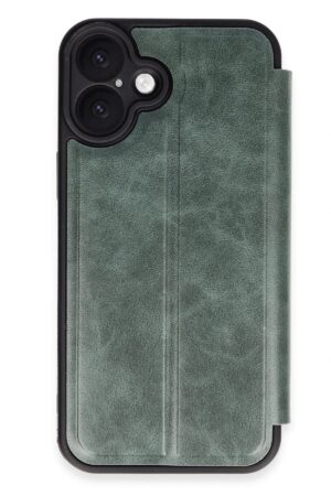 iPhone 16 Plus Kılıf Flip Cover - Koyu Yeşil-(5796)