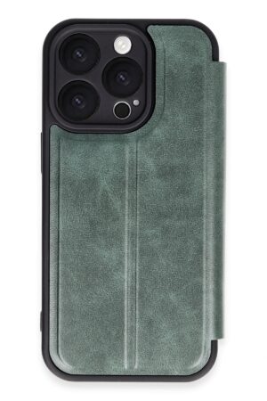 iPhone 16 Pro Kılıf Flip Cover - Koyu Yeşil-(5796)