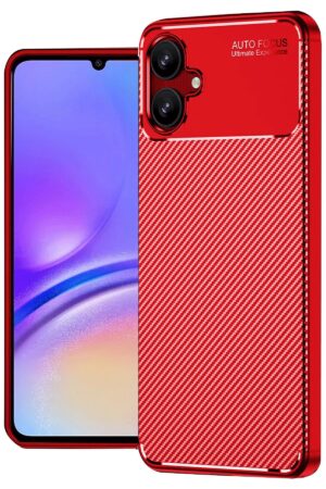 Samsung Galaxy A06 Kılıf Auto Focus Karbon Kapak - Kırmızı-(5796)