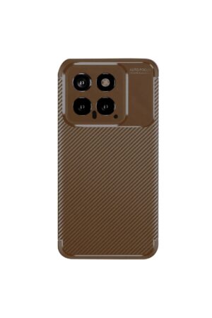 Xiaomi Mi 14T Kılıf Auto Focus Karbon Kapak - Kahverengi-(5796)