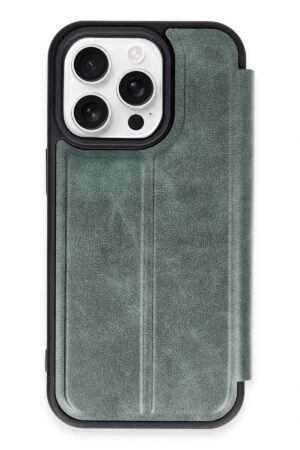 iPhone 14 Pro Max Kılıf Flip Cover - Koyu Yeşil-(5796)