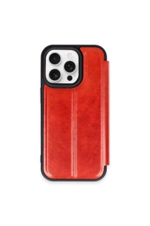 iPhone 15 Pro Max Kılıf Flip Cover - Kırmızı-(5796)