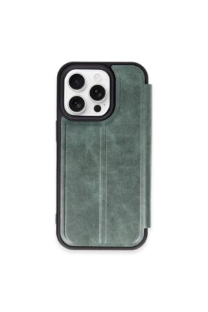 iPhone 15 Pro Max Kılıf Flip Cover - Koyu Yeşil-(5796)