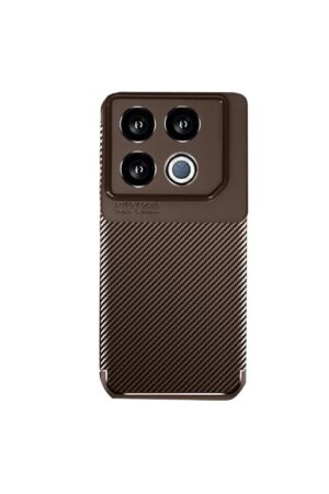İnfinix GT 20 Pro Kılıf Auto Focus Karbon Kapak - Kahverengi-(5796)