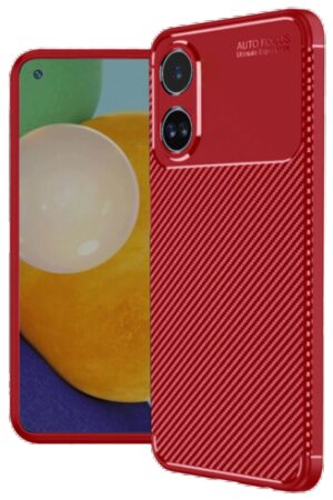 Oppo A38 Kılıf Auto Focus Karbon Kapak - Kırmızı-(5796)