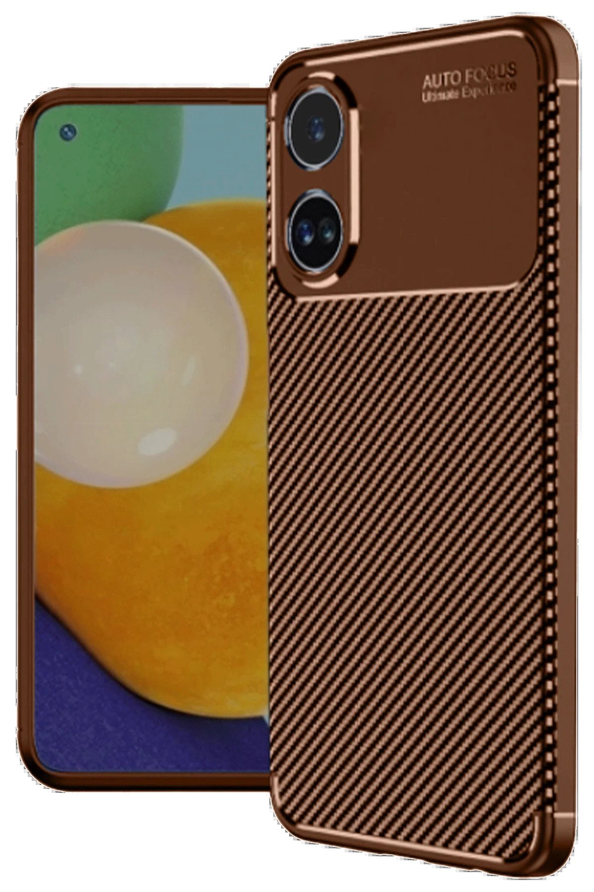 Oppo A60 Kılıf Auto Focus Karbon Kapak - Kahverengi-(5796) - Görsel 2