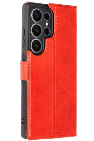 Samsung Galaxy S25 Ultra Kılıf Trend S Plus Kapaklı Kılıf - Kırmızı-(5796)