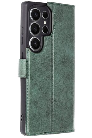 Samsung Galaxy S25 Ultra Kılıf Trend S Plus Kapaklı Kılıf - Yeşil-(5796)