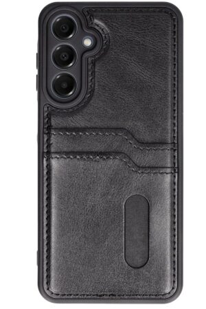 Samsung Galaxy S24 FE Kılıf Sara Kartvizitli Deri Kılıf - Siyah-(5796)