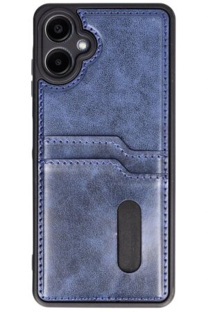 Samsung Galaxy A06 Kılıf Sara Kartvizitli Deri Kılıf - Lacivert-(5796)