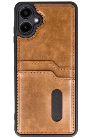 Samsung Galaxy A06 Kılıf Sara Kartvizitli Deri Kılıf - Taba-(5796)