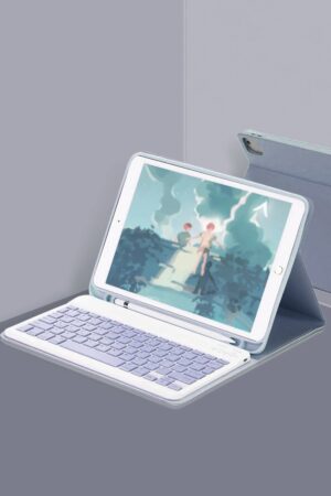 iPad Air 11 (2024) Kılıf KC01 Smart Klavyeli Tablet Kılıfı - Lacivert-(5796)