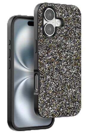 iPhone 16 Plus Bright Simli Kapak - Gümüş-(5796)