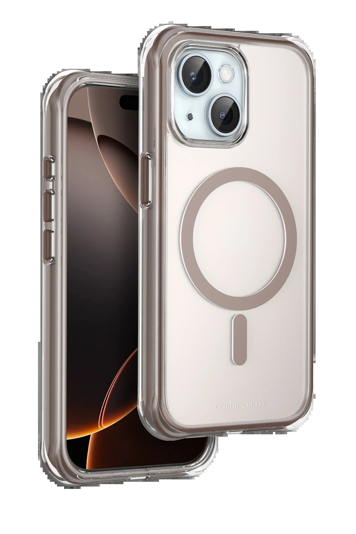 Apple iPhone 15 Hulk Magsafe Kapak - Çöl Titanyum-(5796)