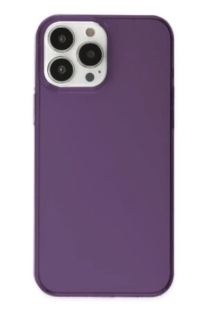 iPhone 14 Pro Kılıf Pc Sert Şeffaf Kapak - Mor-(5796)