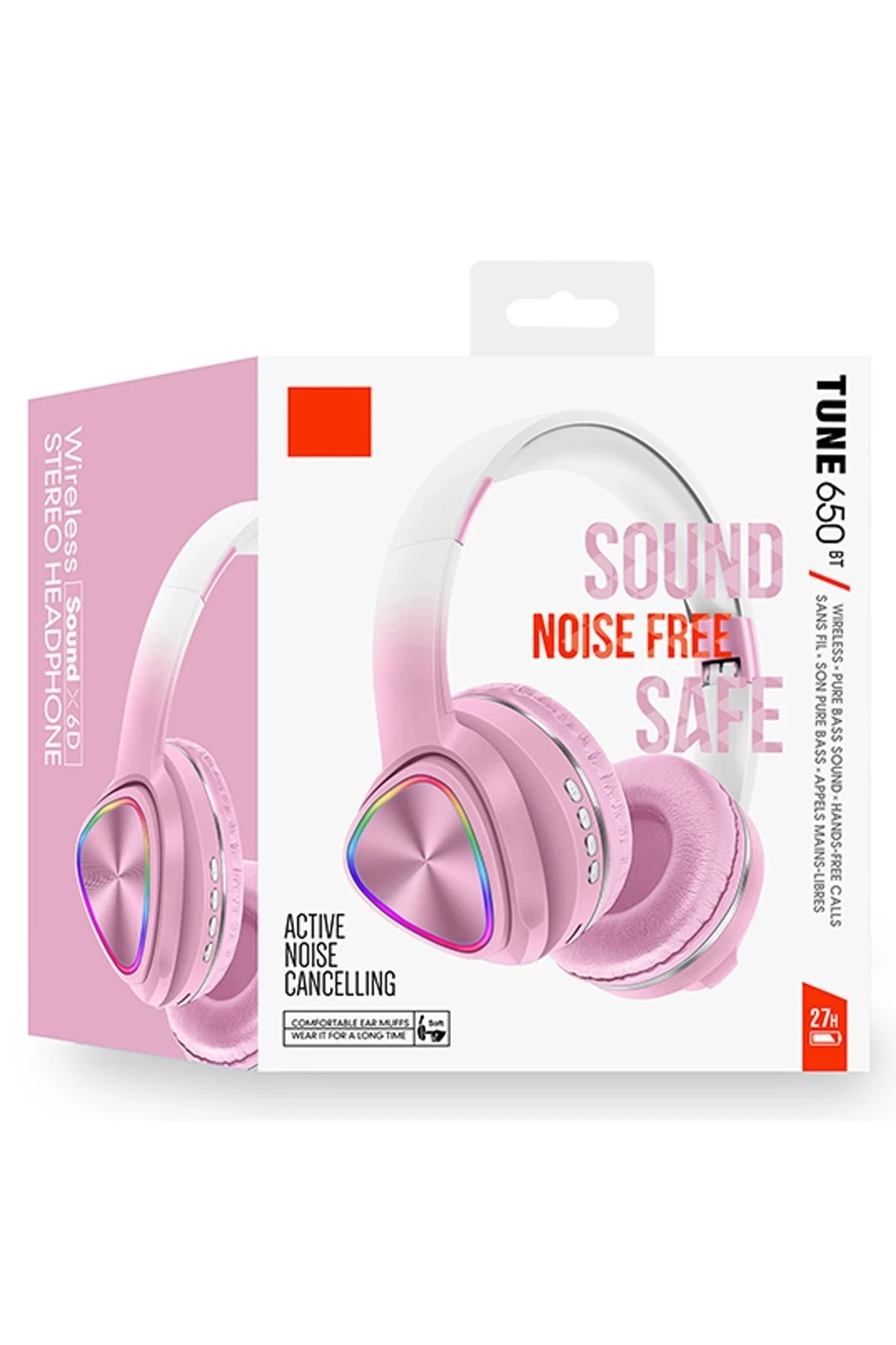 Tune 650 BT RGB Kablosuz Kafaüstü Kulaklık - Pembe-(5796) - Görsel 3