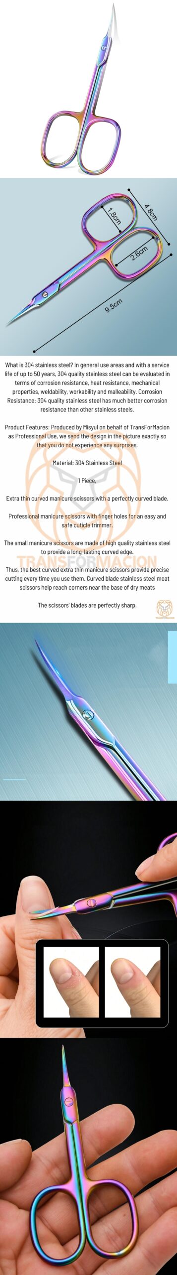 Turk Rainbow Manikür Et Makası 304 Çelik Profesyonel - Görsel 2