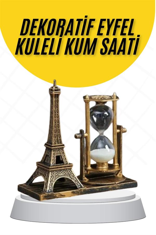 Dekoratif Eyfel Kulesi ve Kum Saati Vintage Tarzı Masa Süsü Biblo - Görsel 2