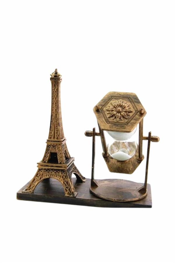 Dekoratif Eyfel Kulesi ve Kum Saati Vintage Tarzı Masa Süsü Biblo - Görsel 5