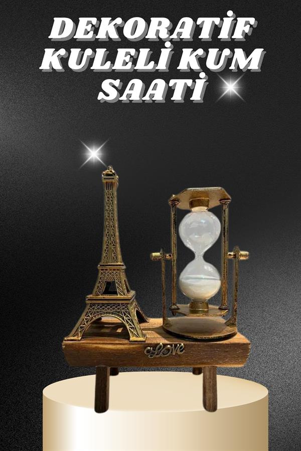 Masa Biblosu Dekoratif Süs Kum Saati Eyfel Kulesi Hediyelik Kum Saati - Görsel 2