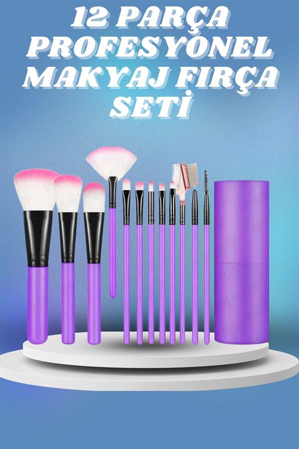 12 Parça Yumuşak Uçlu Makyaj Fırça Set-Göz ve Yüz Makyajı İçin Fırça Seti Profesyonel Makyaj Seti - Görsel 2