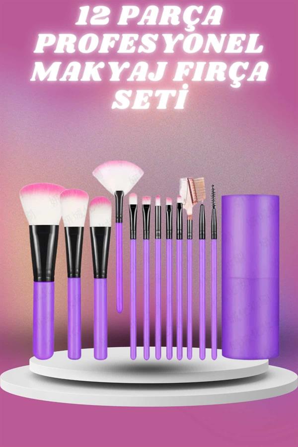 12 Parça Profesyonel Makyaj Seti Yumuşak Kıllı Yüz ve Göz Makyajına Uygun - Görsel 2