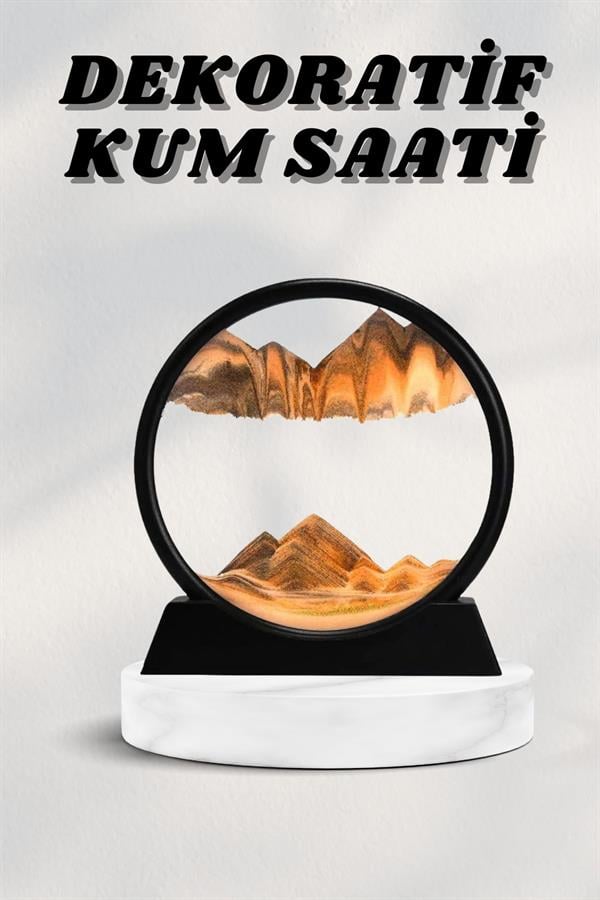 7 Inç Mavi Orta Boy Dekoratif Yuvarlak Şık Kum Tablosu Modern Dekoratif Süs - Görsel 2