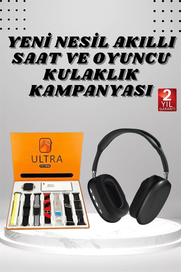 Kulak Üstü Kulaklık Pro9 ve Yeni Nesil Akıllı Saat Android ve İOS Uyumlu ANC Özelliği - Görsel 2