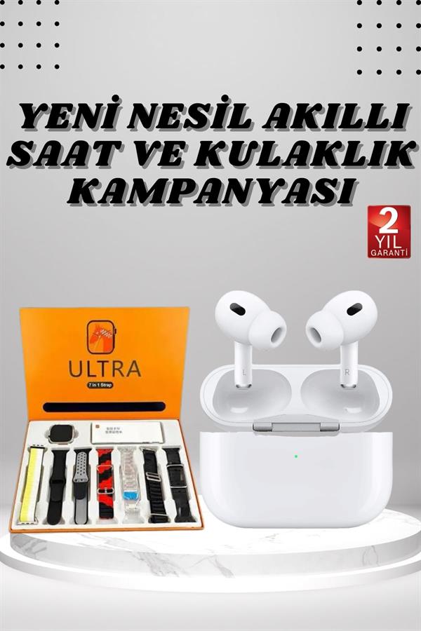 7 Kordonlu Akıllı Saat Ve Yeni Nesil Kulaklık Dokunmatik Ekran Android ve İOS Uyumlu - Görsel 2