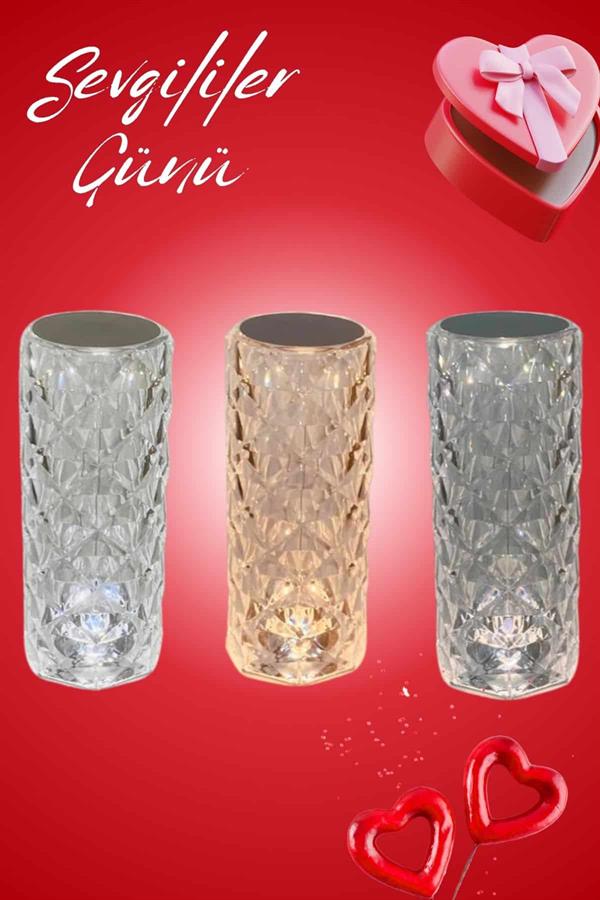 Sevgililer Günü İçin Hediye Kristal Lamba Sevgiliye Hediye USB Şarjlı Gece Lambası - Görsel 5