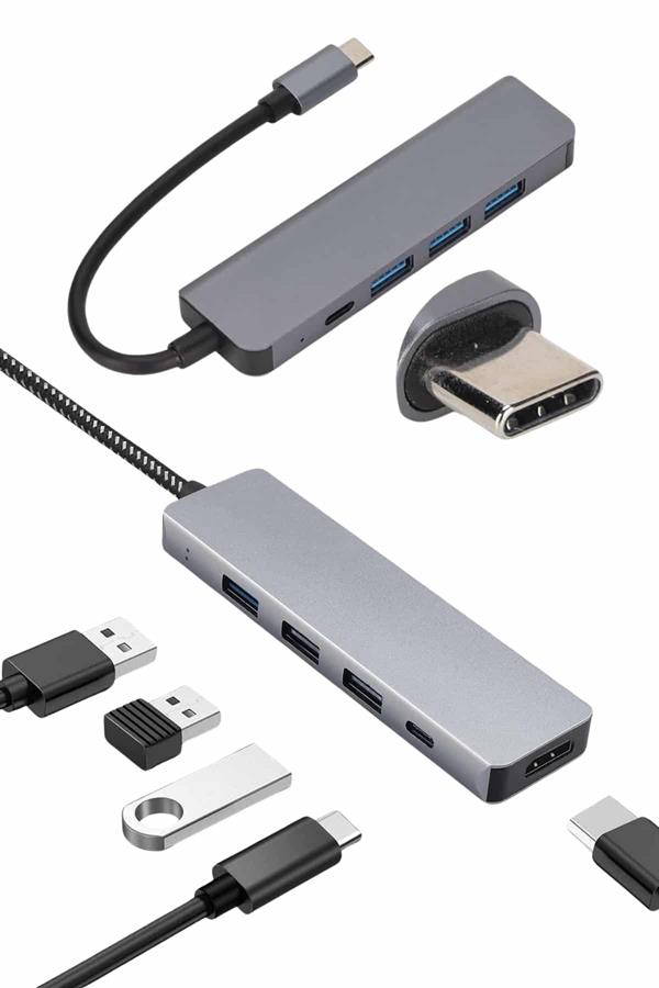 Çevirici Dönüştürücü Adaptör Macbook 3 In 1 Type-C To Hdmı USB 3.0 - Görsel 4