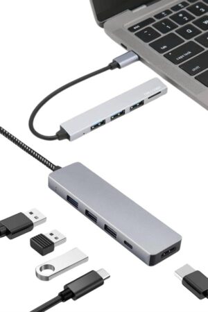Macbook Pro/air Uyumlu USB Type-C 8 In 1 Hub Dönüştürücü Çevirici Çoklayıcı USB Hdmı Micro Sd 8 Girişli