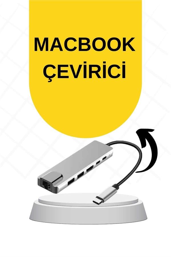 Macbook Pro/air Uyumlu USB Type-C 8 In 1 Hub Dönüştürücü Çevirici Çoklayıcı USB Hdmı Micro Sd 8 Girişli - Görsel 2
