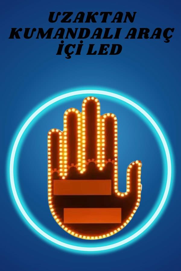 Pilli Led Işık Araç Camı İçin Uzaktan Kumandalı El Simgesi - Görsel 2