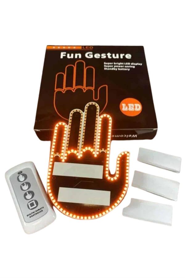 Pilli Led Işık Araç Camı İçin Uzaktan Kumandalı El Simgesi - Görsel 4