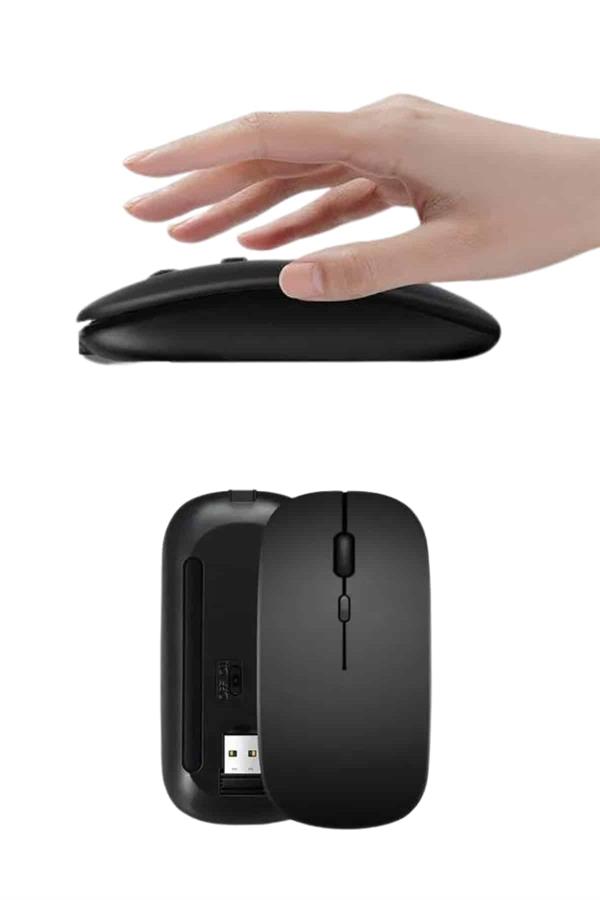 Kablosuz Mouse Fare Şarjlı Bluetooth Wireless Çift Modlu Sessiz - Görsel 3