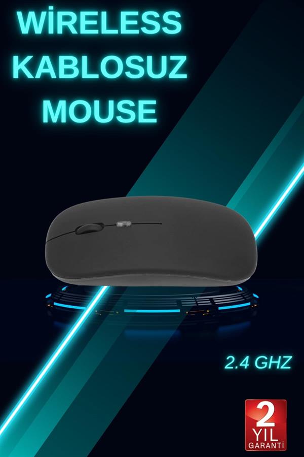Siyah Wireless Kablosuz Sessiz Mouse Bluetooth Bağlantılı - Görsel 2