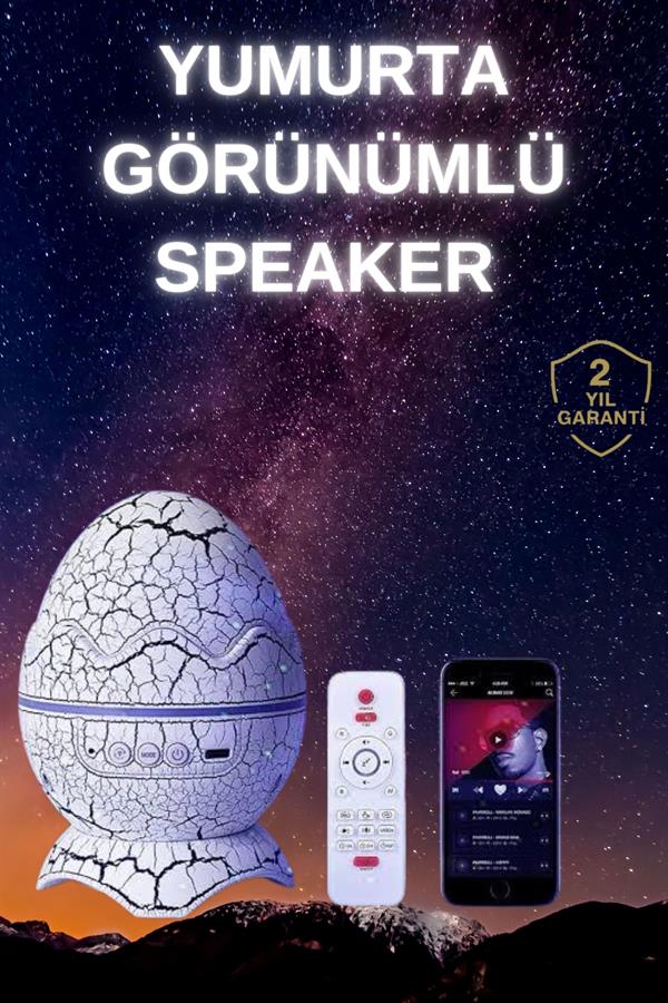 Yumurta Şeklinde Su Dalgalı Bluetooth Speaker Lamba Renkli Şarjlı - Görsel 2