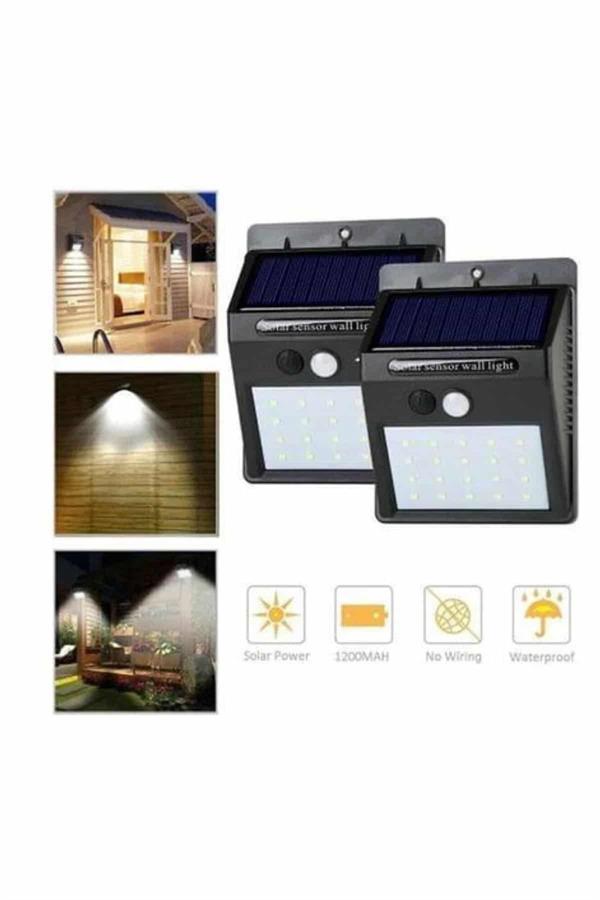 Solar Sensörlü Duvar Lambası Bahçe Lamba 20 Led Işık - Görsel 3