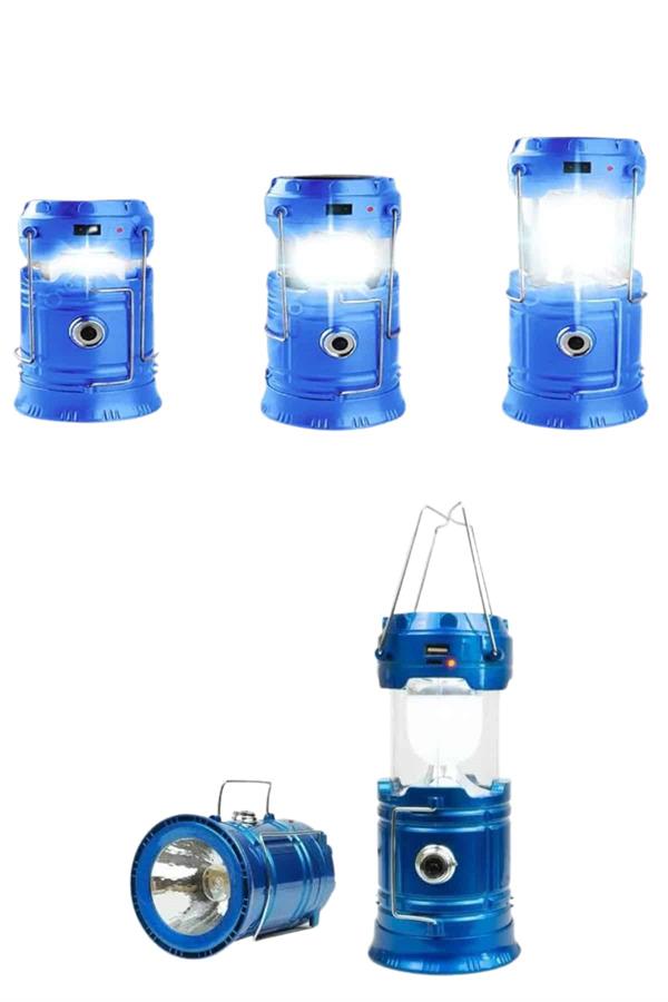 Solar Şarjlı Kamp Lambası Güneş Enerjili Kızaklı Kamp Feneri Çadır Feneri Led Işıldak