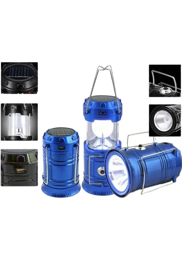 Solar Şarjlı Kamp Lambası Güneş Enerjili Kızaklı Kamp Feneri Çadır Feneri Led Işıldak - Görsel 3