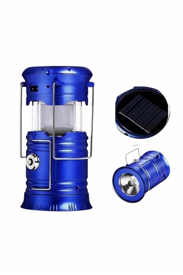 Büyük Boy Güneş Enerjili Kamp Feneri Işıldak Lamba USB Şarjlı - Görsel 3