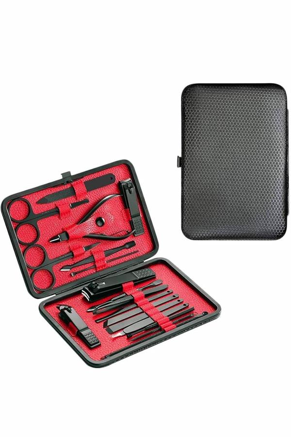 17 Parça El Ayak Bakım Seti Tırnak Temizleme Manikür Pedikür Cımbız Törpü Tırnak Makası - Görsel 4