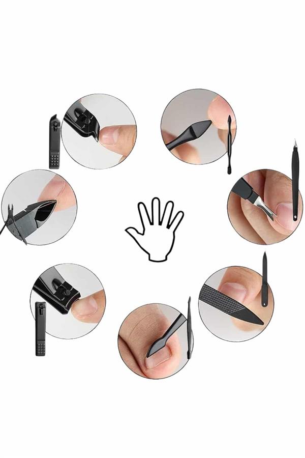 17 Parça El Ayak Bakım Seti Tırnak Temizleme Manikür Pedikür Cımbız Törpü Tırnak Makası - Görsel 5